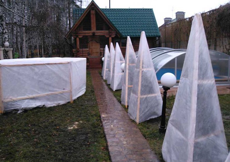 Защитные конструкции из укрывного материала «Агротекс» на зиму